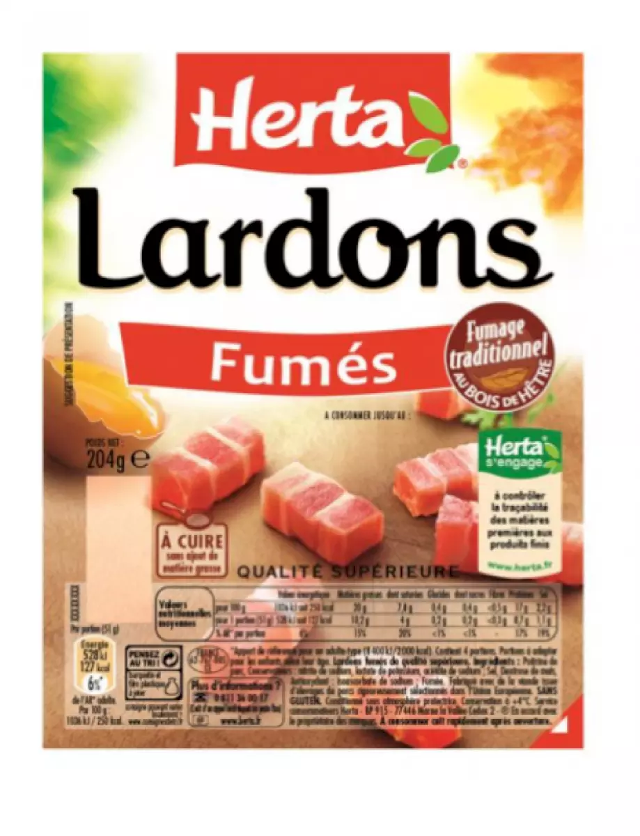 LARDONS FUMES PQ 200 GR HERTA